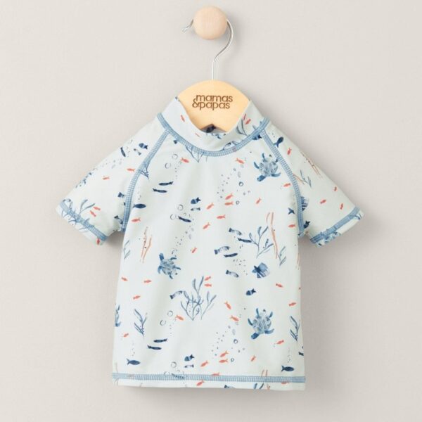 Short Sleeve Rash Top Swimwear - Blue