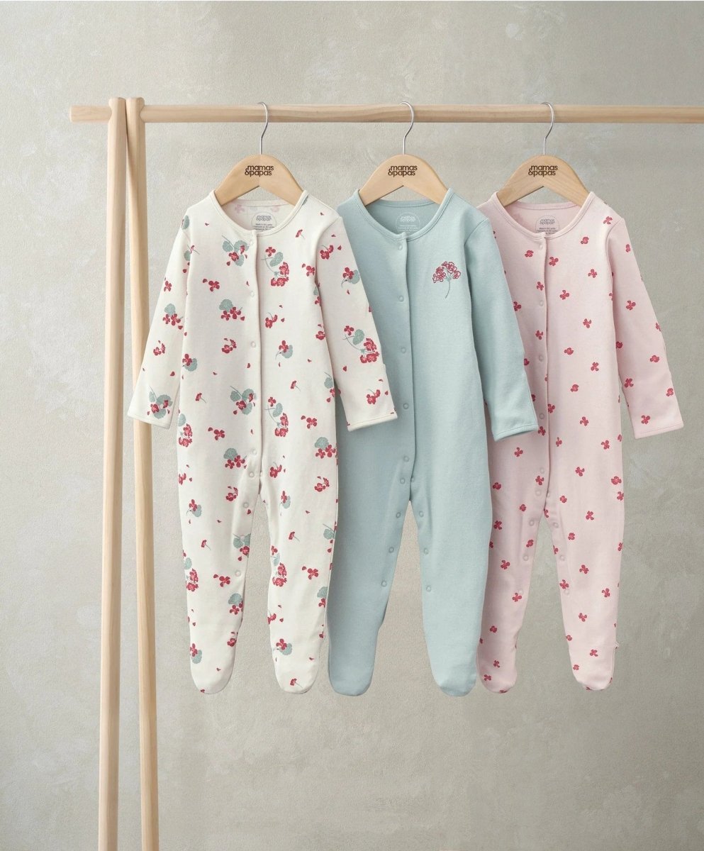 sleepsuits-pack-of-3-geranium-print-new-born-sleepsuit-mamas-papas-mamas-papas-lb-4269774 Sleepsuits (Pack of 3) - Geranium Print New Born