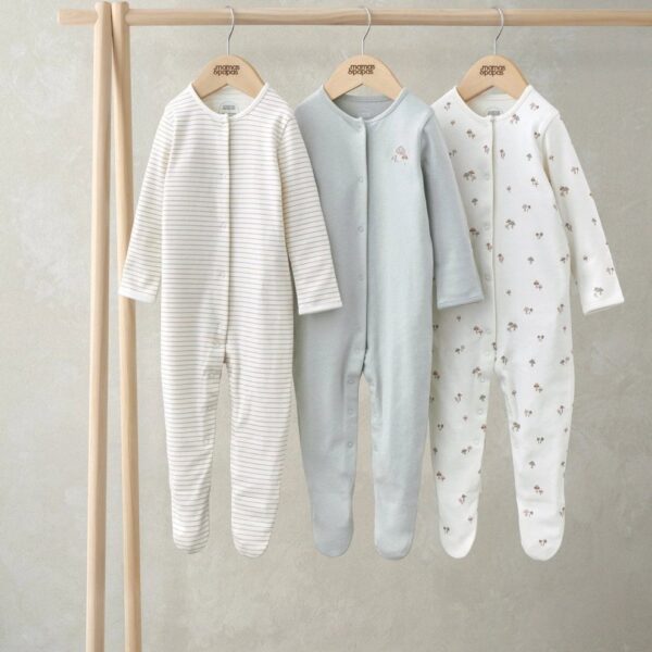 Sleepsuits (Pack of 3) - Mushroom Print New Born