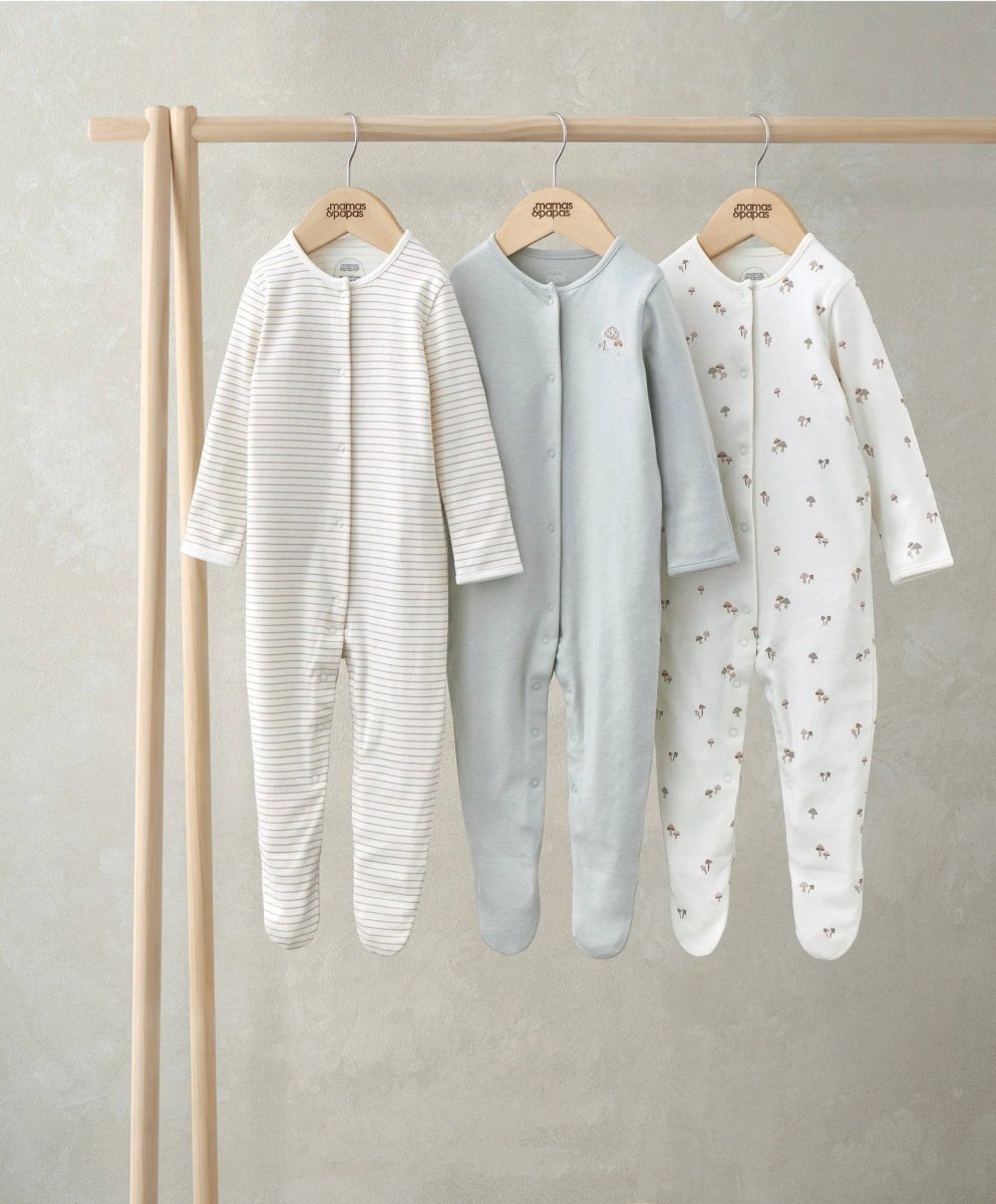 sleepsuits-pack-of-3-mushroom-print-new-born-sleepsuit-mamas-papas-mamas-papas-lb-1031656 Sleepsuits (Pack of 3) - Mushroom Print New Born