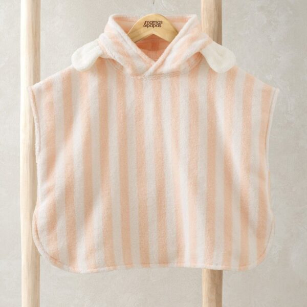 Striped Sleeveless Hood Poncho