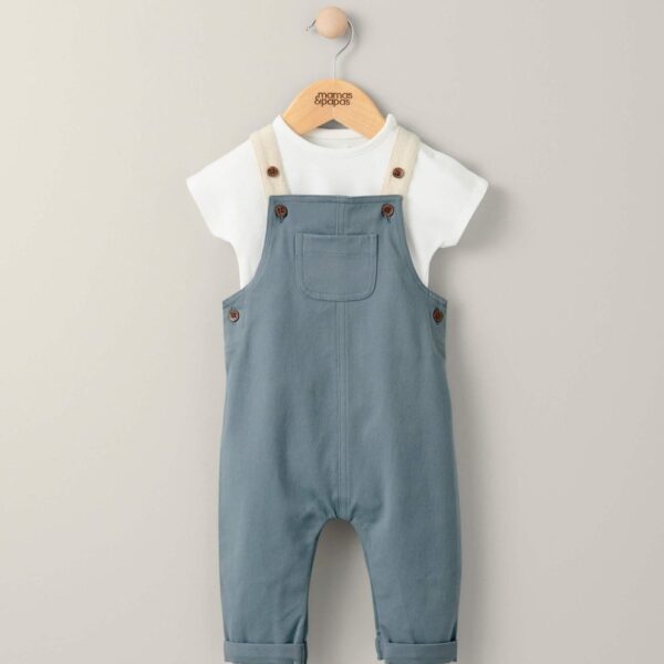 T-Shirt & Dungarees Outfit Set - Blue
