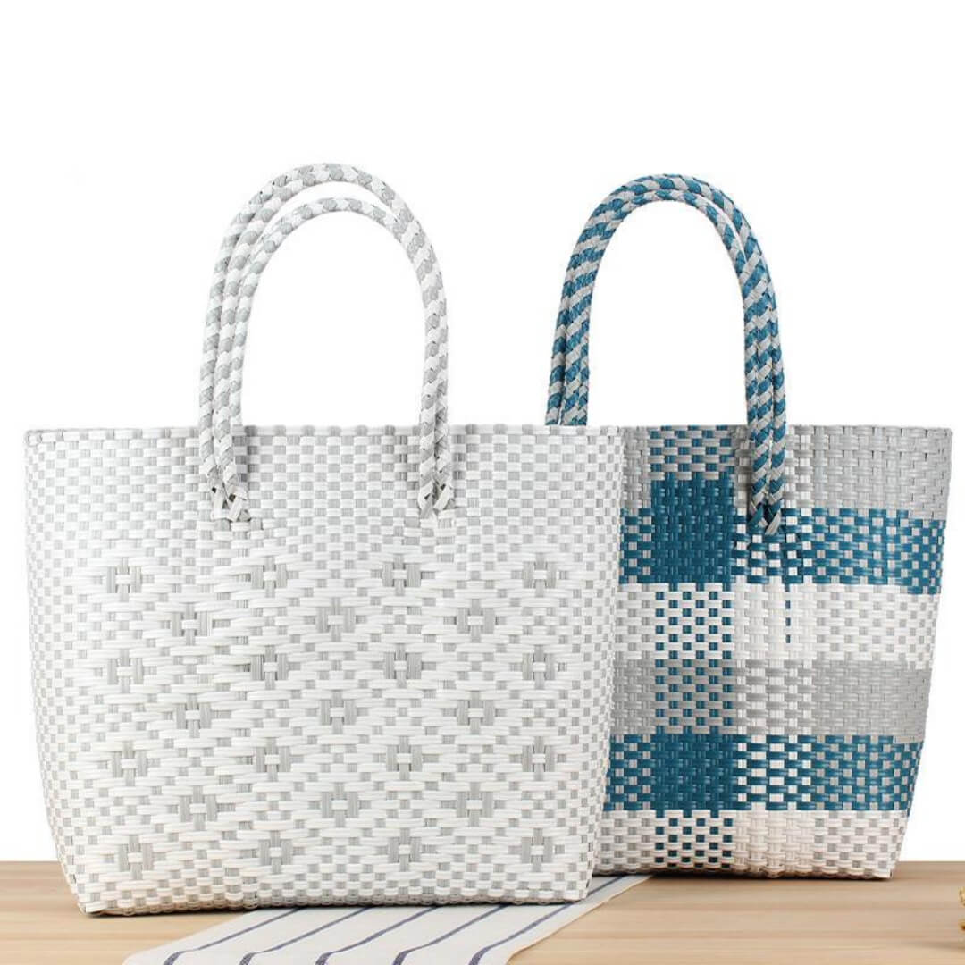 waterproof-beach-straw-bag-dual-color-3.jpg Waterproof Straw Shoulder Bag for Beach & Picnic - Image 1
