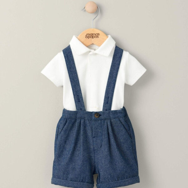 Woven Dungarees & Bodysuit - Blue